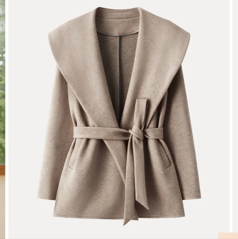 Ogl FuzzLuxeBelted Shawl Collar Robe Jacket with Pockets